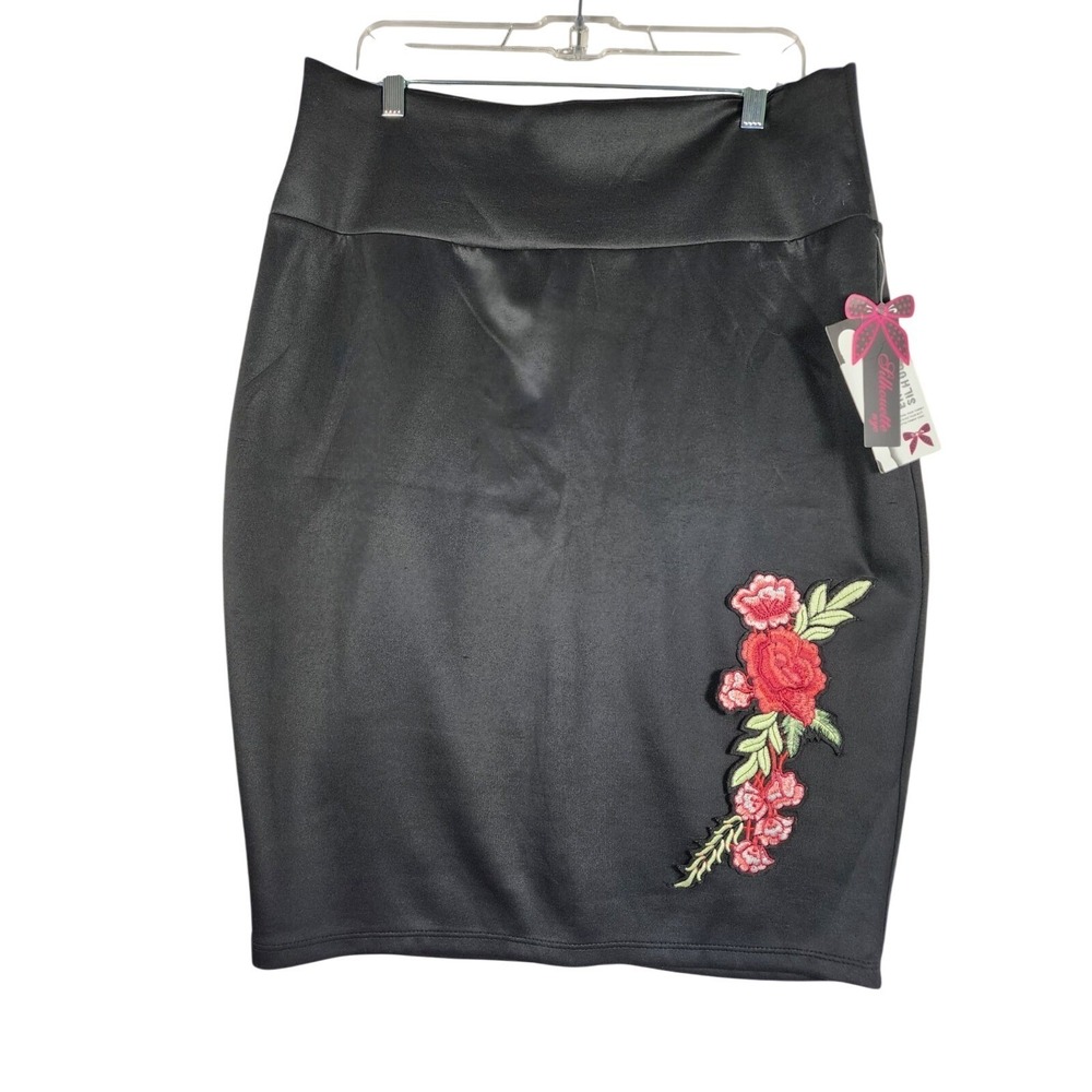 Womens NWT Pencil Skirt 3X Floral Black Whimsigoth Dark Academia Romantic Chic